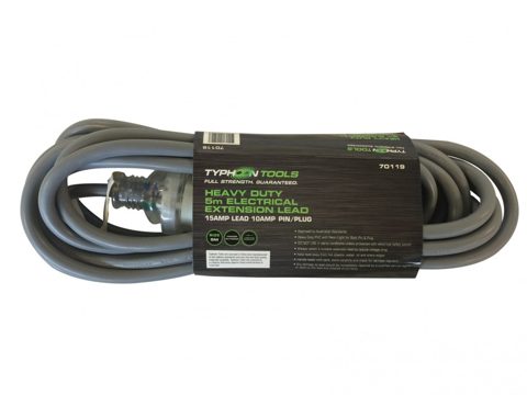 EXTENSION LEAD 15AMP PLUG 15AMP CABLE 30M RED TYPHOON