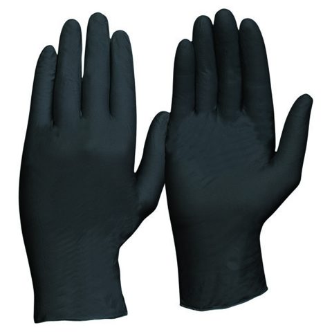 GLOVES NITRILE DISPOSABLE POWDER FREE HEAVY DUTY BLACK 2XL