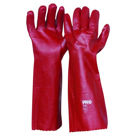 GLOVES PVC RED 45CM