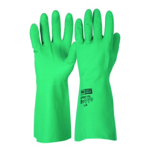 GLOVES NITRILE CHEM RESIST GREEN 33CM XL