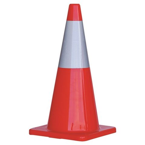 TRAFFIC CONE 450MM ORANGE C/W REFLECTIVE TAPE
