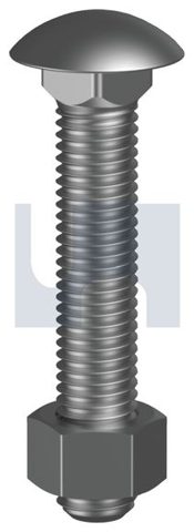 CUP HEAD BOLT & NUT ZP G8 1/2 X 1 1/2 UNC