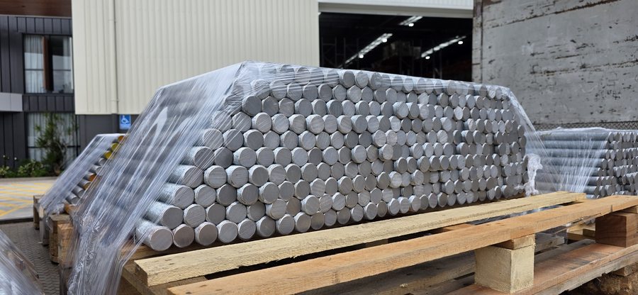 Galvanised stud bolts packed for dispatch