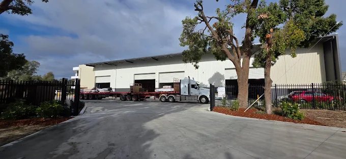 Trucks loading at the Bellevue warehouse