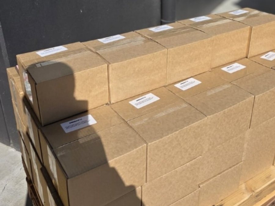 Made-to-order kits boxed and labelled, ready for dispatch